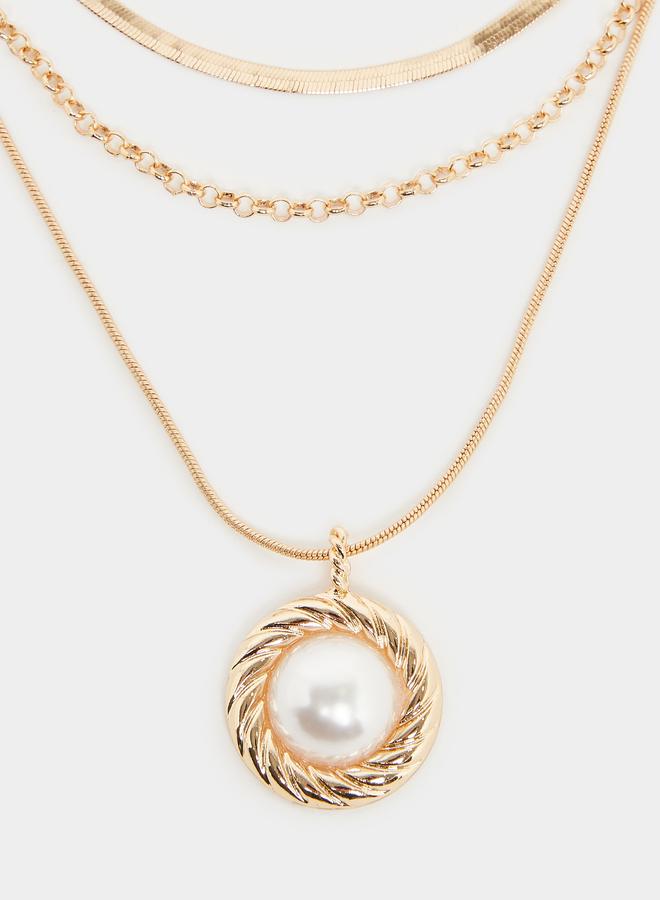 ستايلي عقد متعدد الطبقات بقلادة لؤلؤ - Image 2